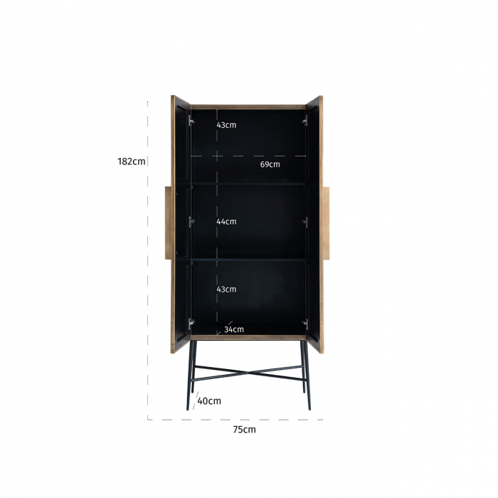 Dulap Ironville, MDF/Lemn/Metal/Alama/Fier, Bronz/Negru, 182x75x40 cm [6]