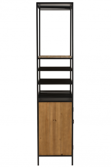 Dulap pentru bar, Lemn/Metal/Fier, Negru/Natural, 60x42.5x180 cm [3]