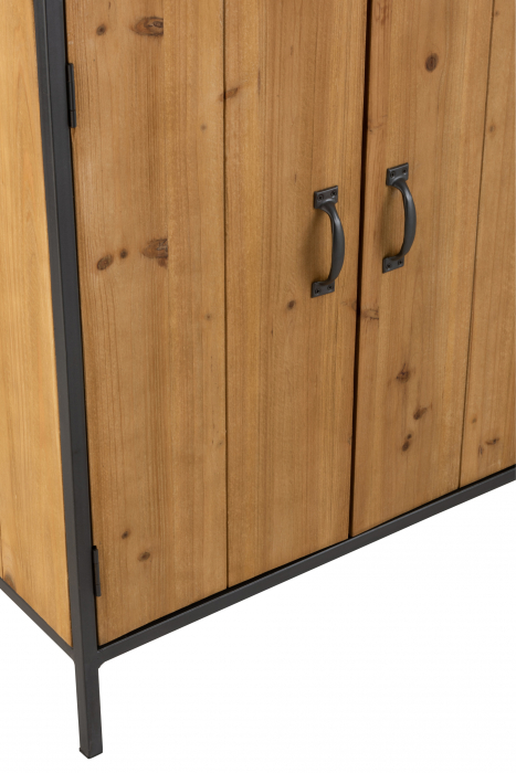 Dulap pentru bar, Lemn/Metal/Fier, Negru/Natural, 60x42.5x180 cm [5]