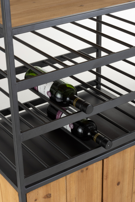 Dulap pentru bar, Lemn/Metal/Fier, Negru/Natural, 60x42.5x180 cm [6]