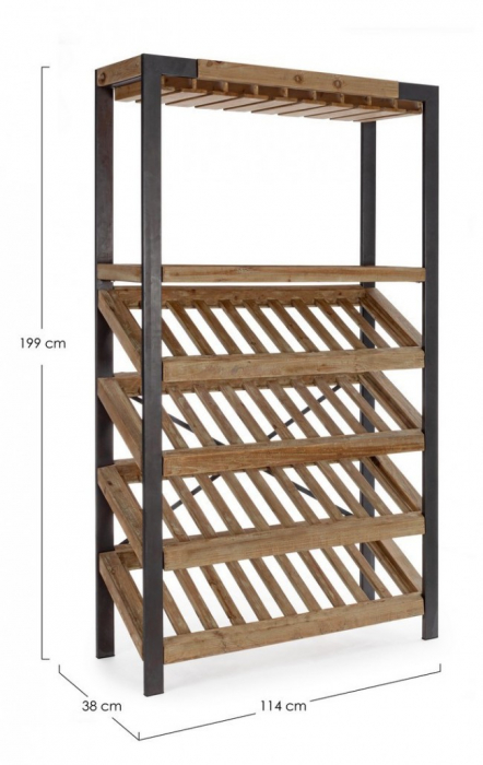 Dulap pentru sticle Kantin, Lemn, Natural, 114x38x199 [2]