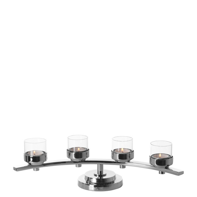 DUNJA suport lumanare pentru tea lights, include sticla, placata cu nichel 42x15x12.5 cm
