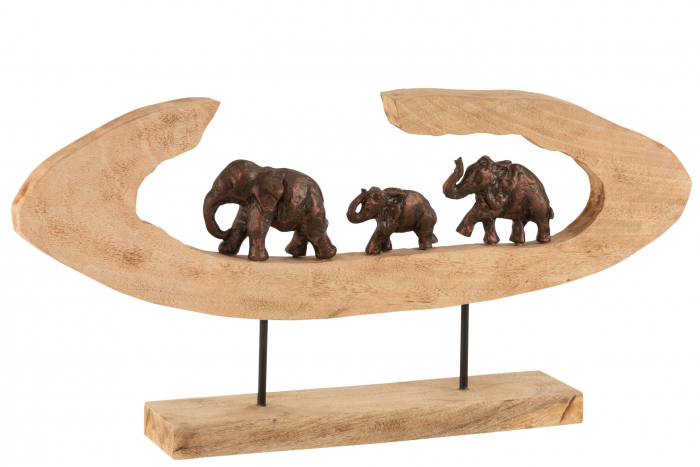 Decoratiune Elefant, Lemn, Bronz, 68x9x33 cm