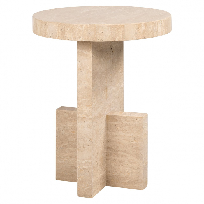 Masuta de colt, Biltmore, travertin italian (bej), Dims: 55.0 x 44.5 x 44.5 cm [1]