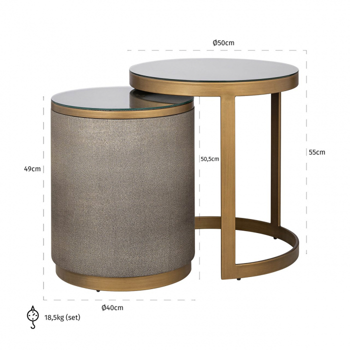 Masuta de colt, Bloomville, set de 2, sticla (auriu), Dims: 55.0 x 50.0 x 50.0 cm [5]