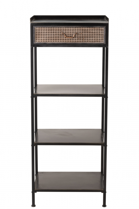 Etajera cu 1 sertar Drawer, Metal, Negru, 54x38x140 cm [2]