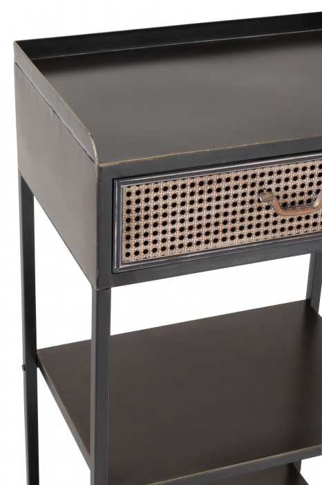Etajera cu 1 sertar Drawer, Metal, Negru, 54x38x140 cm [8]