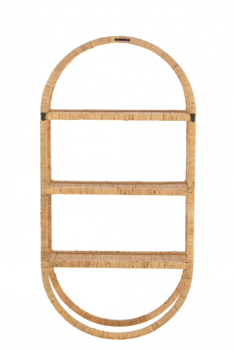 Etajera de perete cu 3 rafturi, Ratan/Bambus, Natural, 56x19.5x110 cm [4]