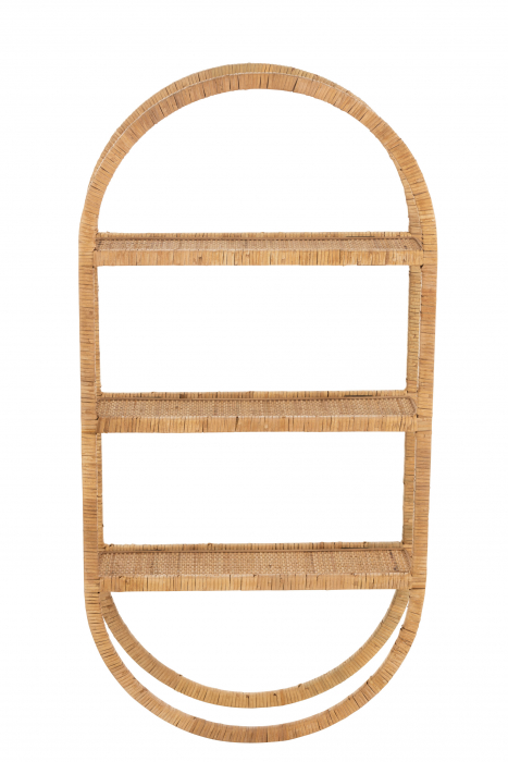 Etajera de perete cu 3 rafturi, Ratan/Bambus, Natural, 56x19.5x110 cm [2]