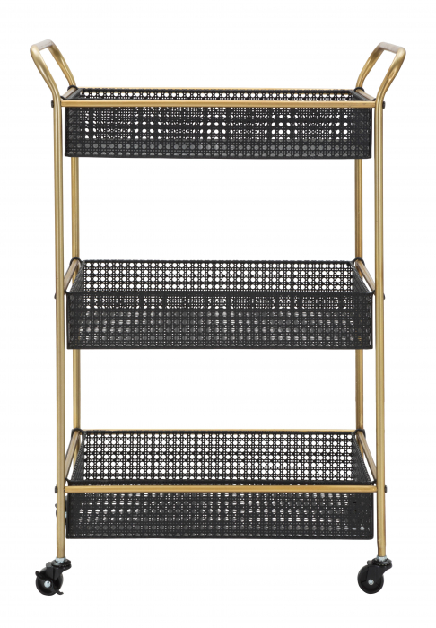 Etajera cu roti Fashion, Fier, Negru/Auriu, 81x56x37 cm [8]