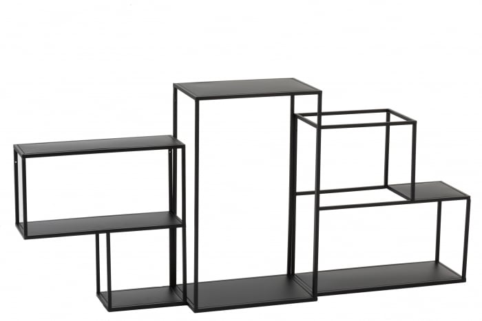 Raft Hang 3 parti modular, Metal, Negru, 109x20x50 cm Jolipa