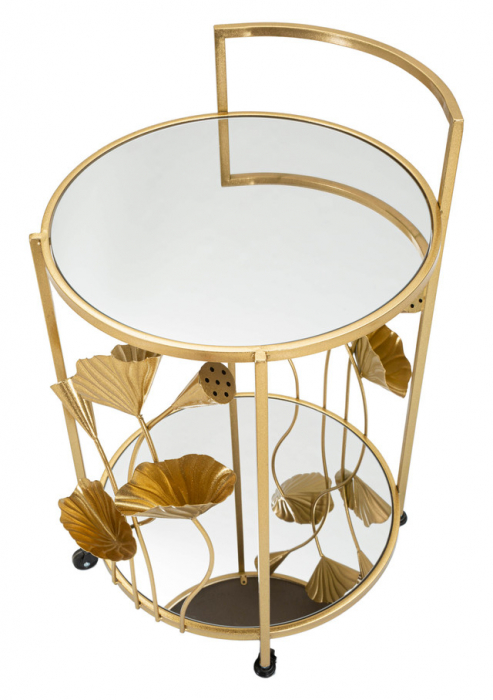 Etajera Troley Flow, Fier/MDF/Oglinda, Auriu, 76x60x46 cm [4]