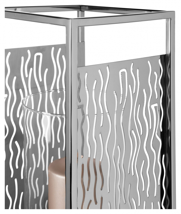 EZ-NICOSA, Suport lumânare, inox, Sticlă, l.19, l.19, h.40 cm [6]