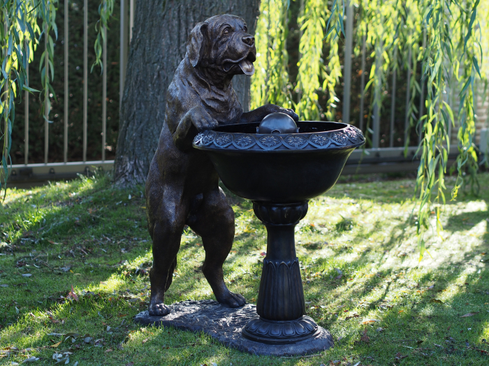 Statuie caine cate sta pe o fantana, Bronz, 115 X 60 X 100 cm [3]
