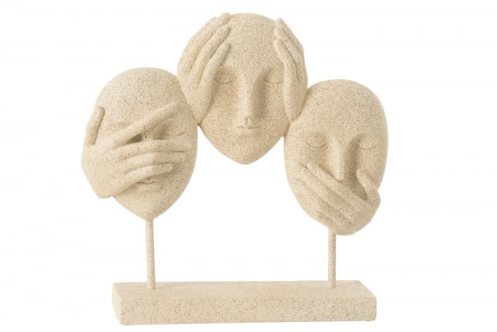 Față SEE/HEAR/SPEAK pe suport, rășină, bej, L 30| W 8| H 29.5 cm [1]