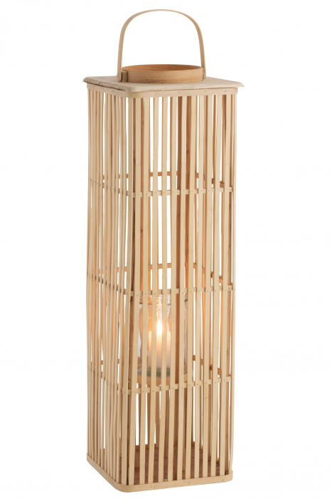 Felinar Bamboo, Sticla/Bambus, Natural, 28x28x90 cm [2]