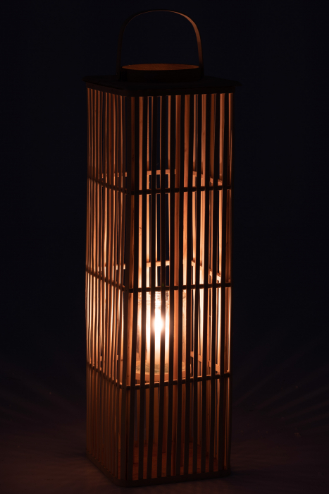 Felinar Bamboo, Sticla/Bambus, Natural, 28x28x90 cm [3]