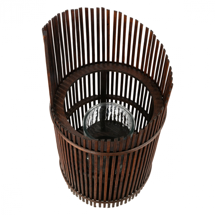 Felinar, cilindric, Bambus, maro, PU 3, H 35 cm, D 17 cm [3]