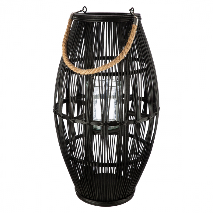 Felinar, Con, Bambus, negru, PU 1, H 60 cm, D 32 cm [1]