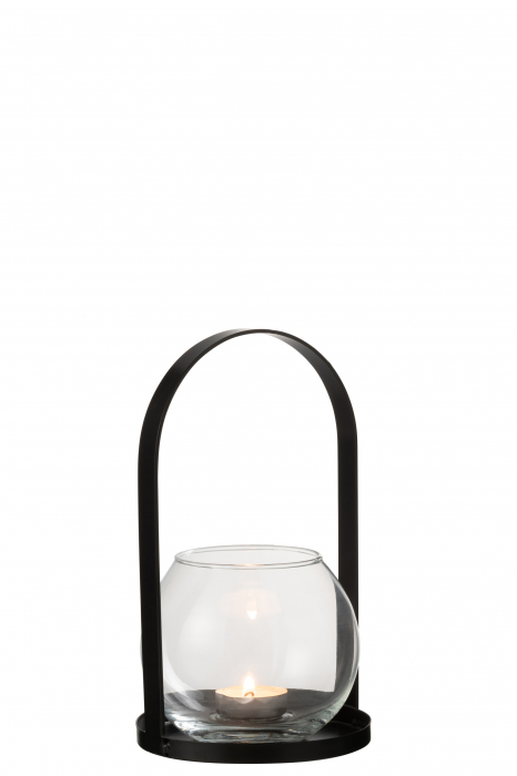 Felinar Half Round, Metal/Fier, Negru, 16x12.5x22.5 cm [2]