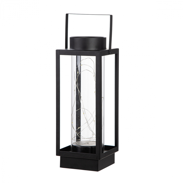 Felinar (LED), dreptunghiular, Metal, negru, PU 4, L. 11 cm, l 12 cm, H 30 cm [1]