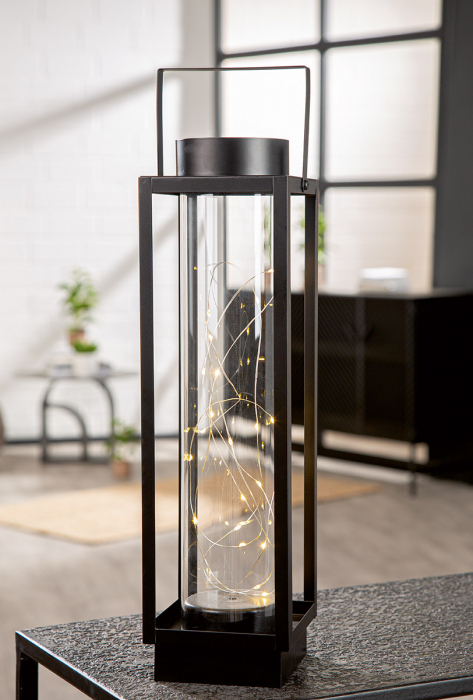 Felinar (LED), dreptunghiular, Metal, negru, PU 4, L. 11 cm, l. 12 cm, H 40 cm [3]