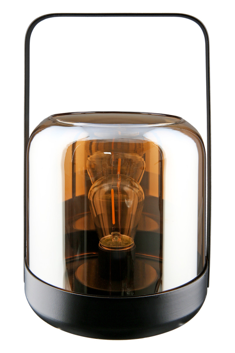 Felinar (LED), "Stralucitor", Metal, maro, negru, PU 3, H 24 cm, A. 15 cm [1]