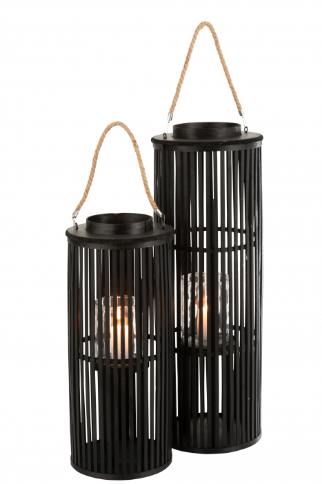 Felinar, Rachita/Bambus, Negru, 25x13x80 cm [5]