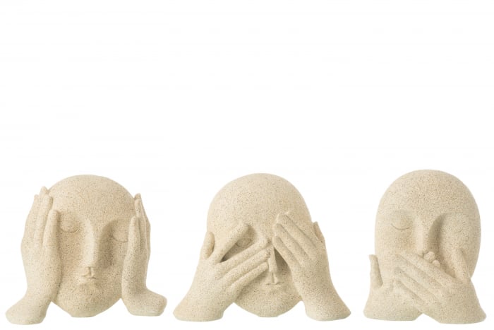 Fețe, VSEE/HEAR/SPEAK , Bej, Sortiment de 3, L 21.5| W 7| H 17 cm [1]