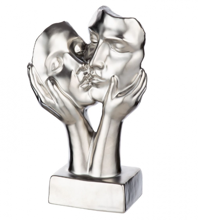 Figurina Kiss, argintie, rasina, 20 cm [2]