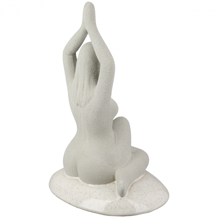 Figură, motiv feminin, ceramică, gri deschis, PU 3, L. 12 cm, l. 17 cm, H 23 cm [4]