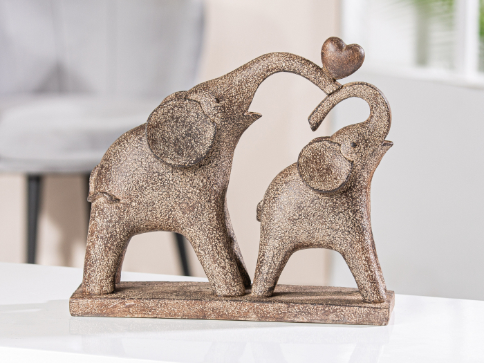 Figurina 2 elefanti Marula, compozit, maro, 26.5x24x8.5 cm