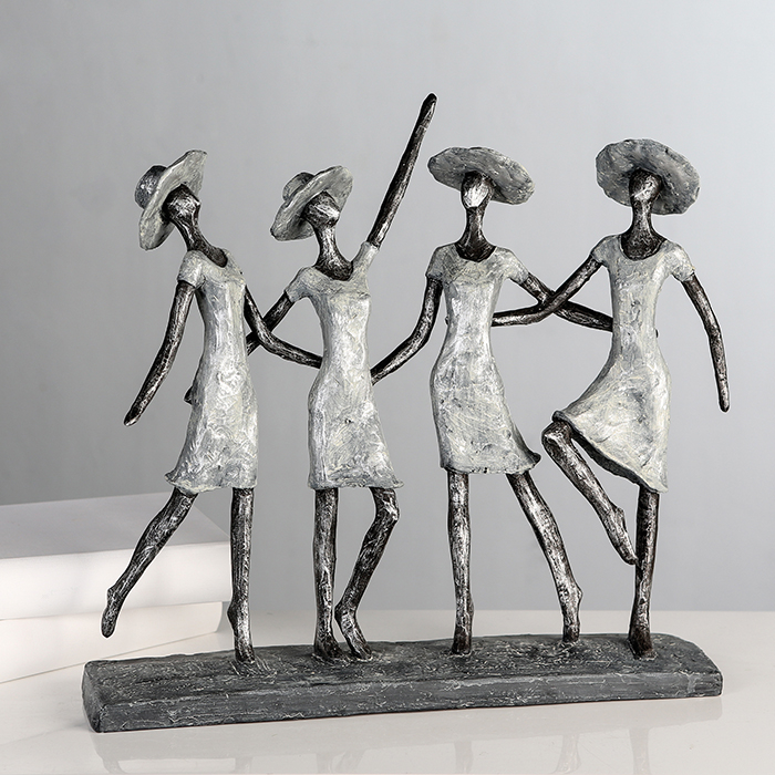 Figurina 4 Ladys rasina, alb argintiu, 34x37x9 cm 34x37x9