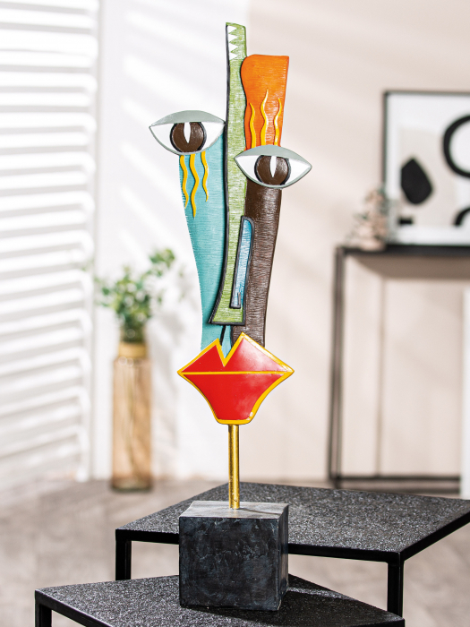 Figurina abstract Delaunay, metal compozit, multicolor, 13x64x11 cm
