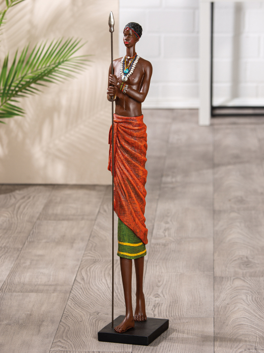 Figurina african Arbore orange, compozit, multicolor 18.5x82.5x14 cm