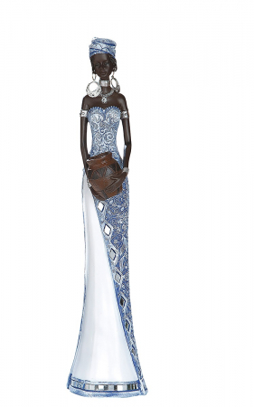 Figurina African Azur, rasina, albastru maro, 9x8x39 cm