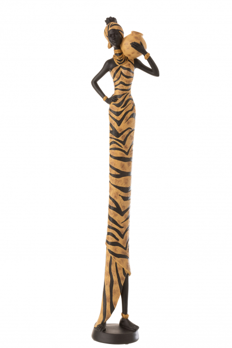 Figurina African Woman Zebra, Rasina, Negru, 18x12x82 cm Jolipa