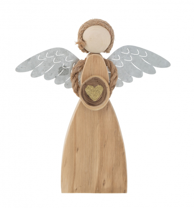 Figurina Angel Heart, Lemn, Maro, 23.5x5x26.5 cm