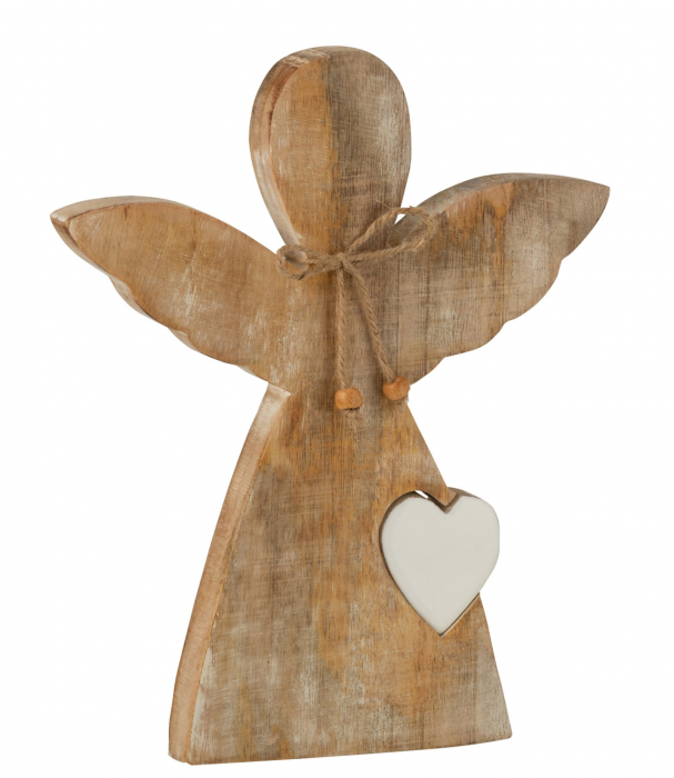 Figurina Angel Heart, Lemn, Natural, 2x21x27 cm