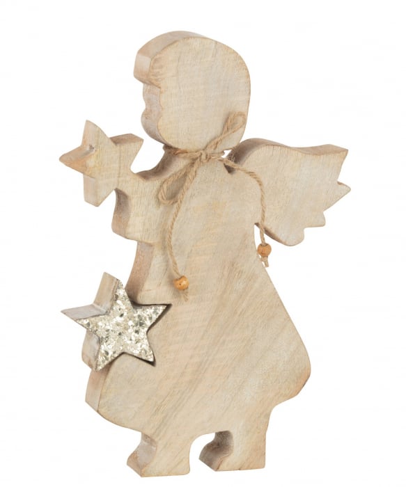 Figurina Angel Star, Lemn, Maro, 19.5x19.5x29 cm