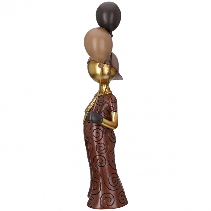 Figurină, Băiat, Motiv cravată, Rășină sintetică, maro, PU 1, L. 9 cm, L. 13 cm, H 43 cm [2]