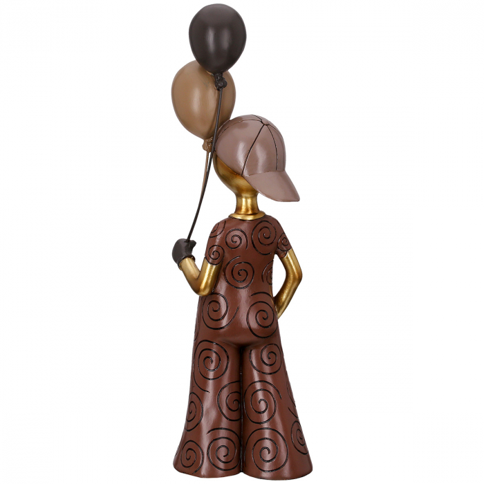 Figurină, Băiat, Motiv cravată, Rășină sintetică, maro, PU 1, L. 9 cm, L. 13 cm, H 43 cm [3]