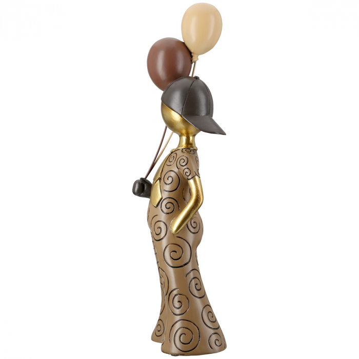 Figurină, Băiat, Motiv cravată, Rășină sintetică, maro, PU 2, L. 10 cm, L. 11 cm, H 38 cm [2]