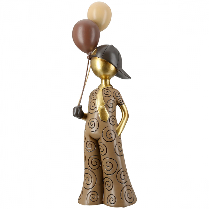 Figurină, Băiat, Motiv cravată, Rășină sintetică, maro, PU 2, L. 10 cm, L. 11 cm, H 38 cm [1]