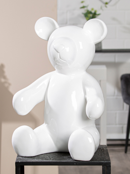 Figurina bear, compozit, alb, 32x45x25 cm