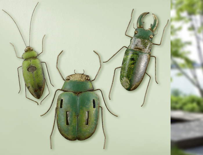 Decoratiune de perete beetle, metal, multicolor, 26x40x6 cm