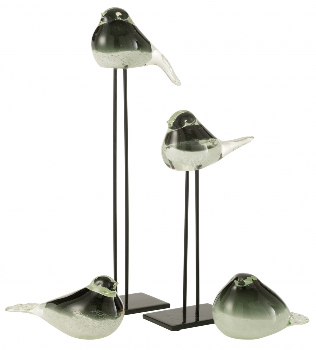 Figurina Bird On Foot, Sticla, Verde, 15x8x44 cm [3]