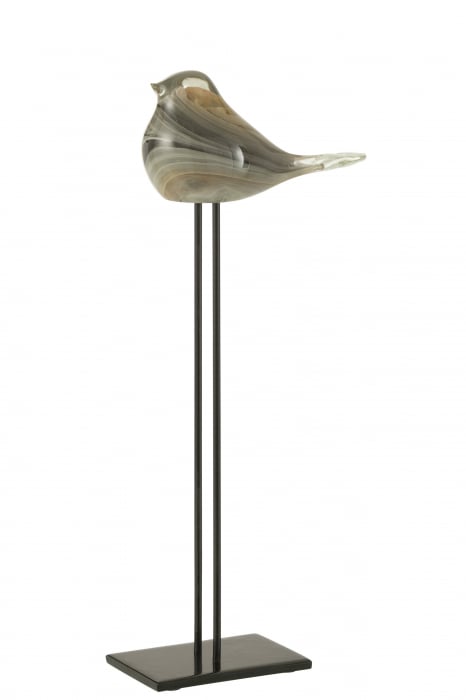 Figurina Bird On Foot, Glass, Maro, 17.5x8x43 cm