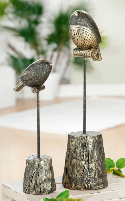 Figurina Bird Woody, Rasina, Bronz Auriu, 9x36x10 cm