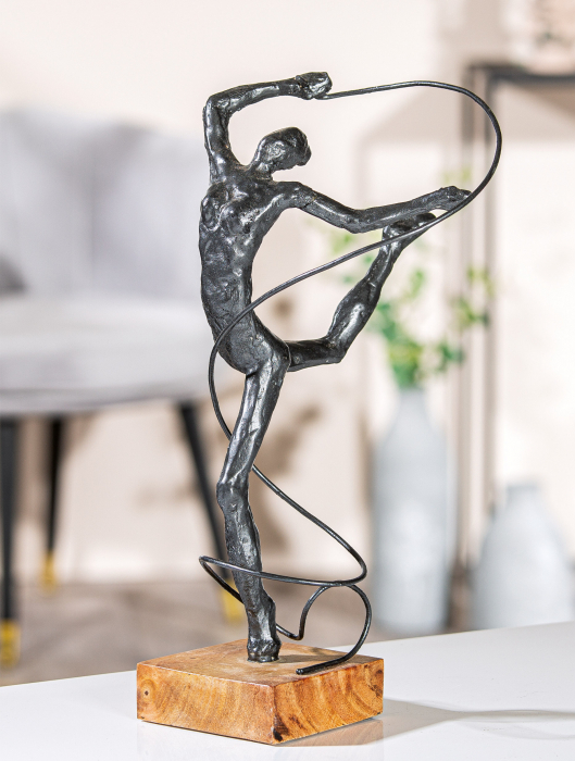 Figurina Body feeling, aluminiu lemn, gri, 23x36.5x23 cm